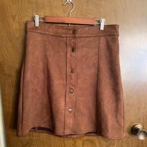 Chaps Brown Button-Front Skirt